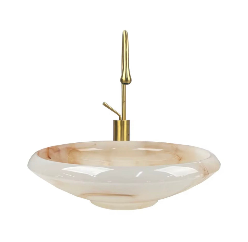 Alessia Warm Ivory Vessel Sink Set