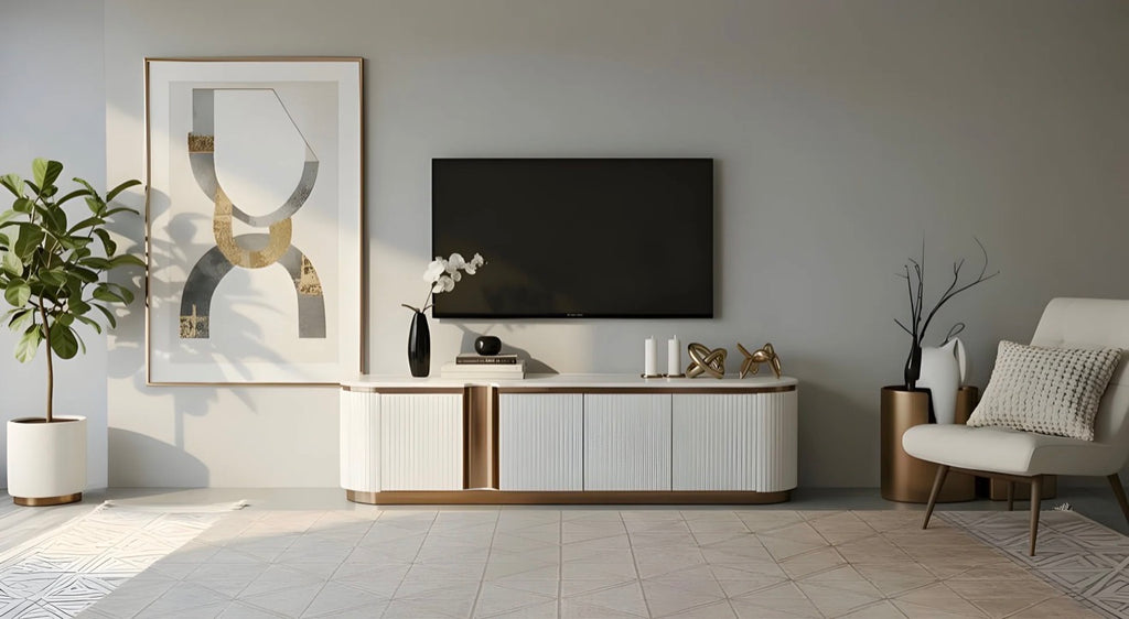 Casa Milano Valente TV Console – Walnut & Cream White