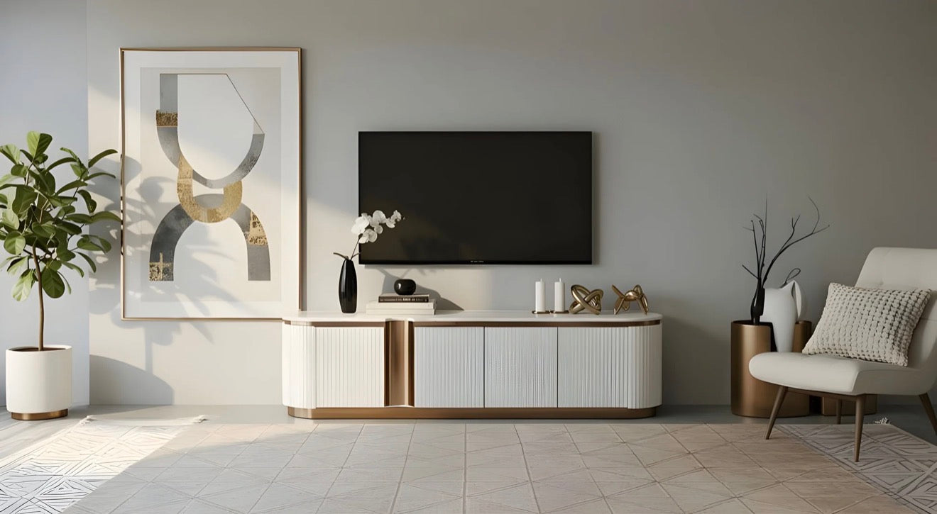 Casa Milano Valente TV Console – Walnut & Cream White