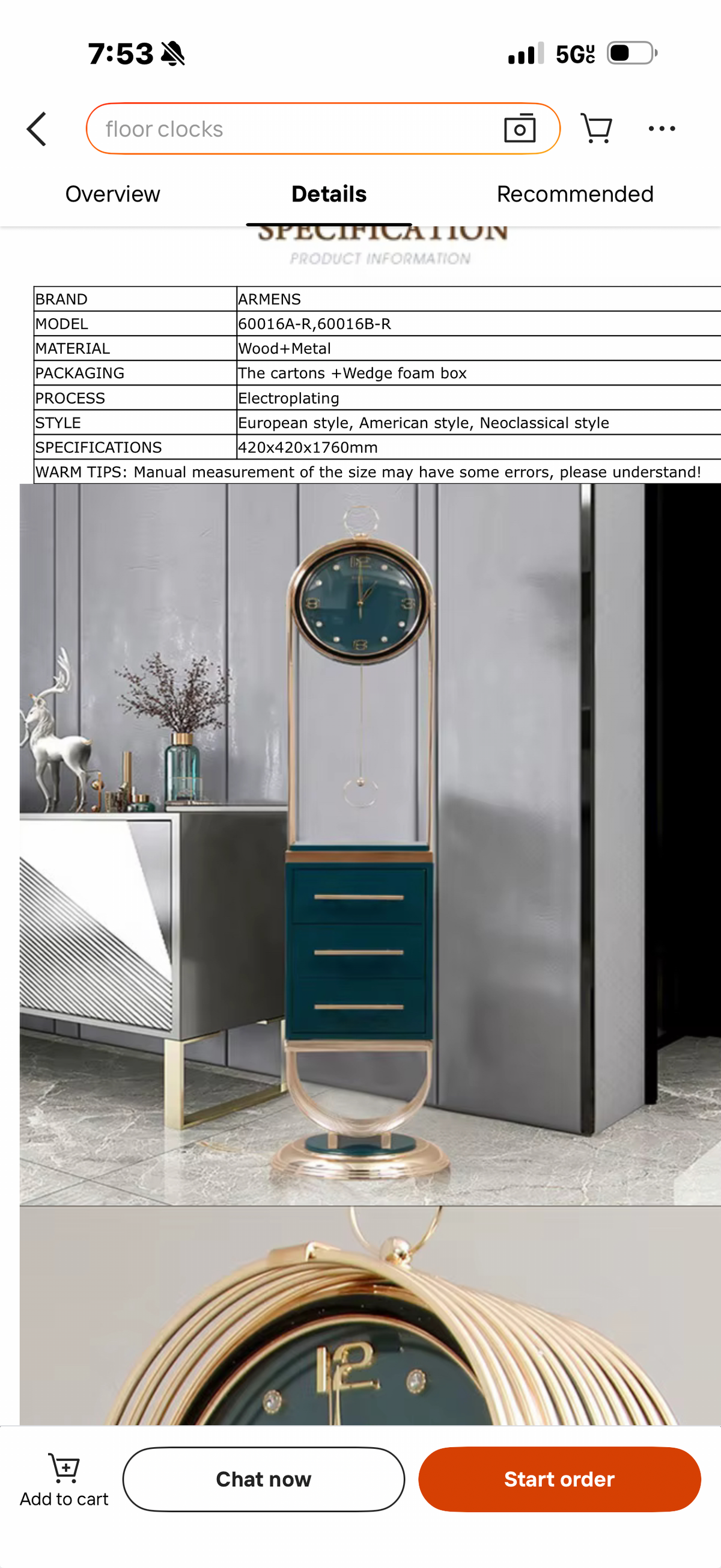 Aria Floor Clock