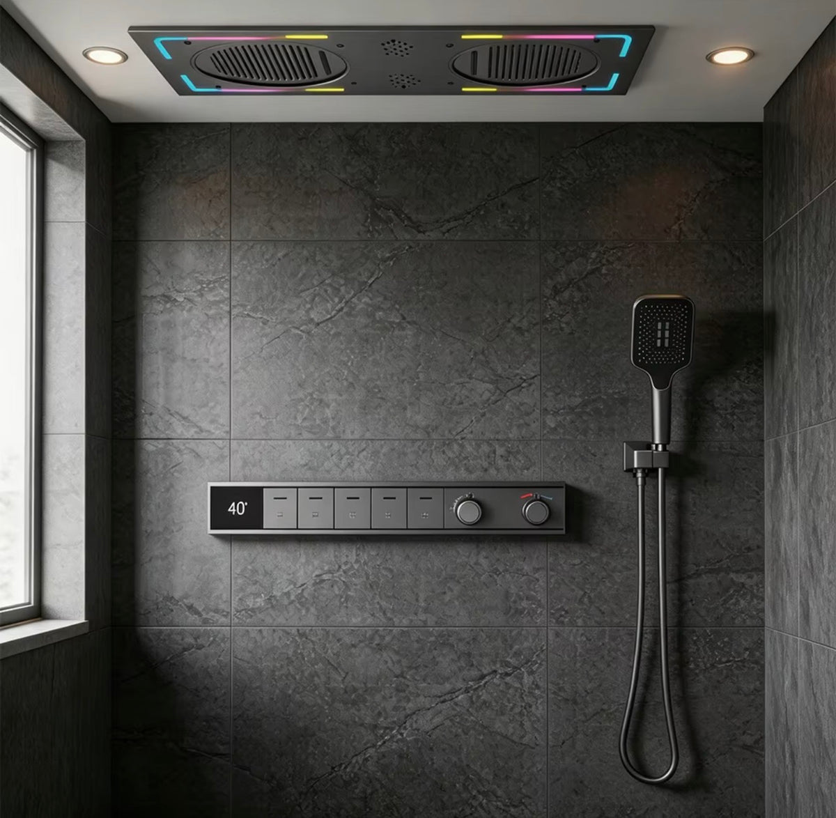 LUCIANO 5-FUNCTION THERMOSTATIC DUAL RAIN SHOWER SYSTEM