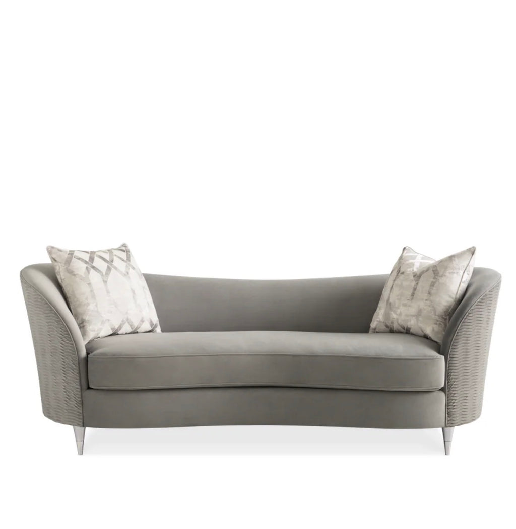 Casa Milano Gray Velvet Curved Sofa – Modern Luxury Design