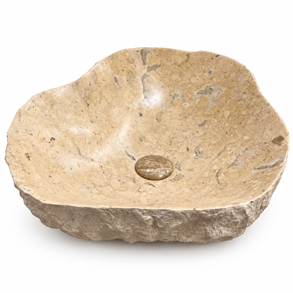 Sorrento Sculpted Beige Marble Vessel Sink