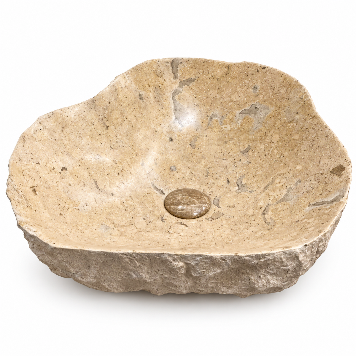 Sorrento Sculpted Beige Marble Vessel Sink