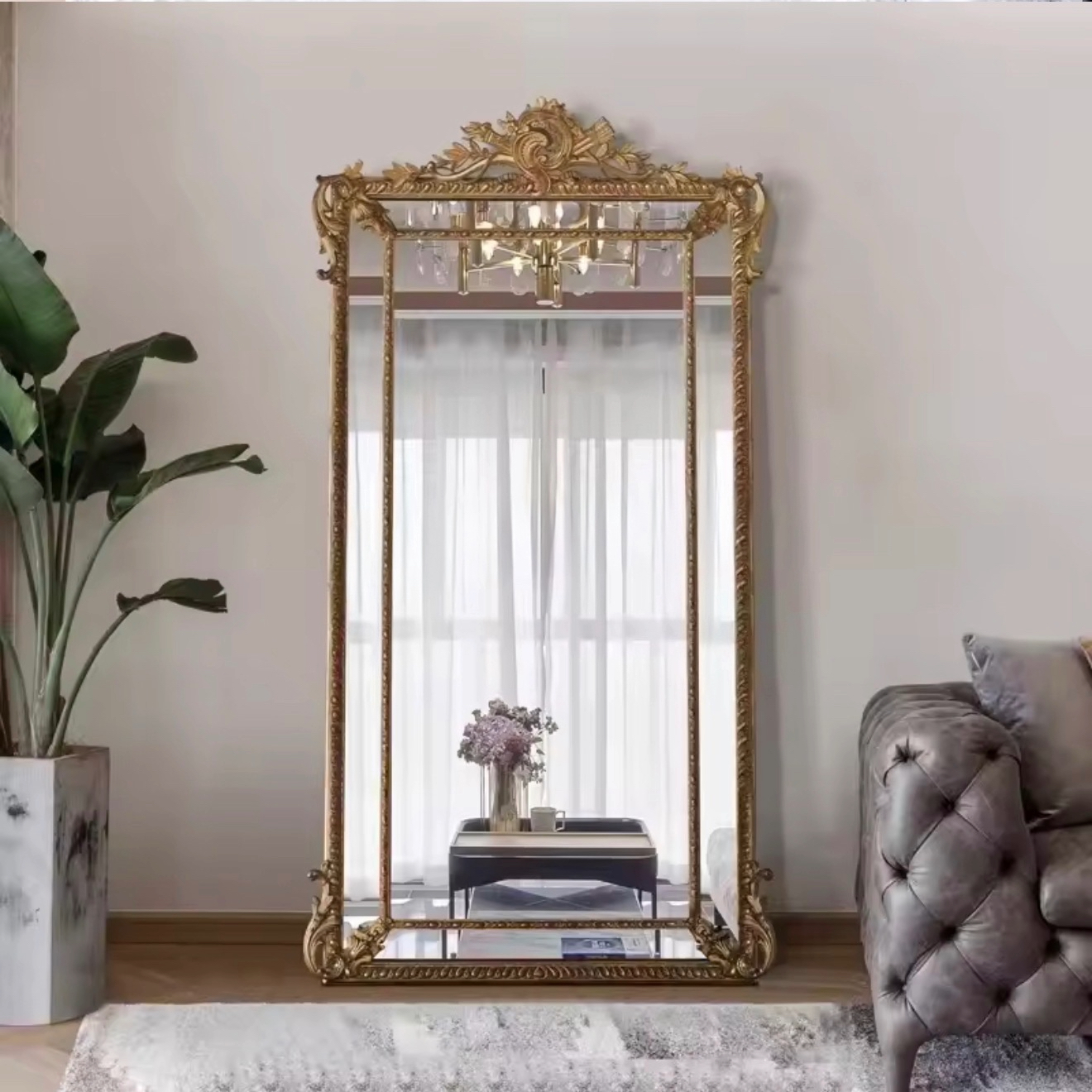 Casa Milano – Villa Aurelia Antique Gold Oversized Floor Mirror