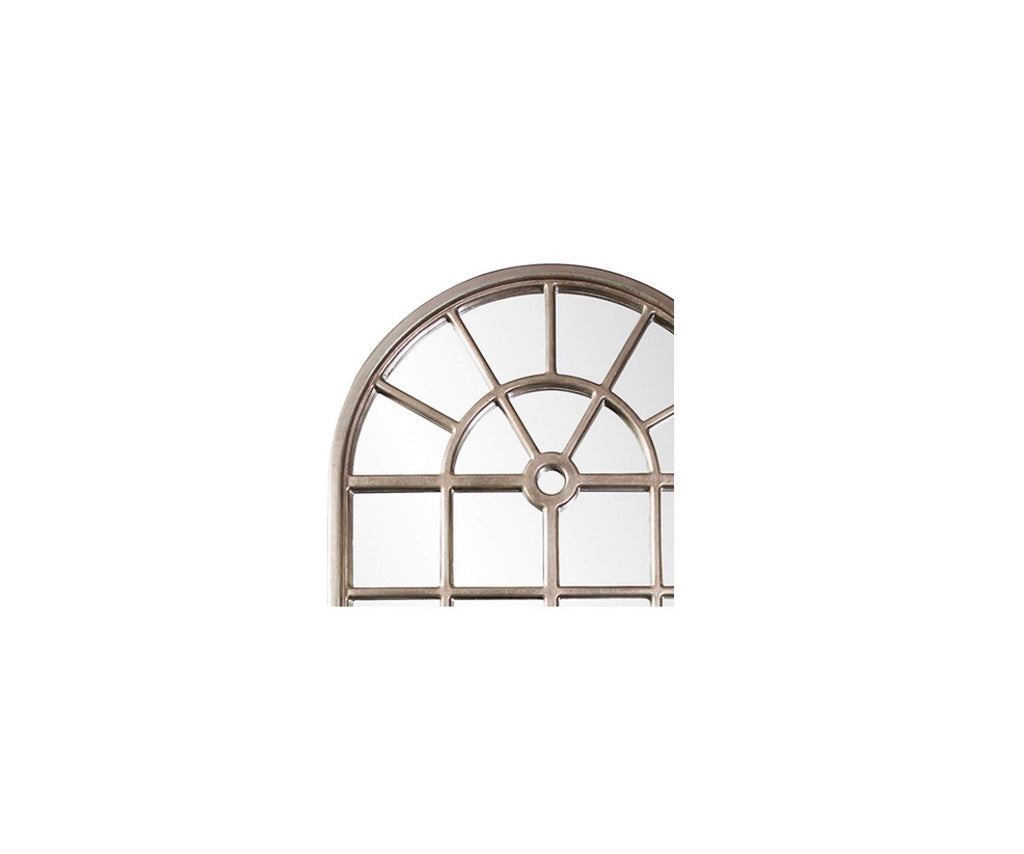 Casa Milano – Mirabel 84” Arched Window Pane Silver Wall Mirror