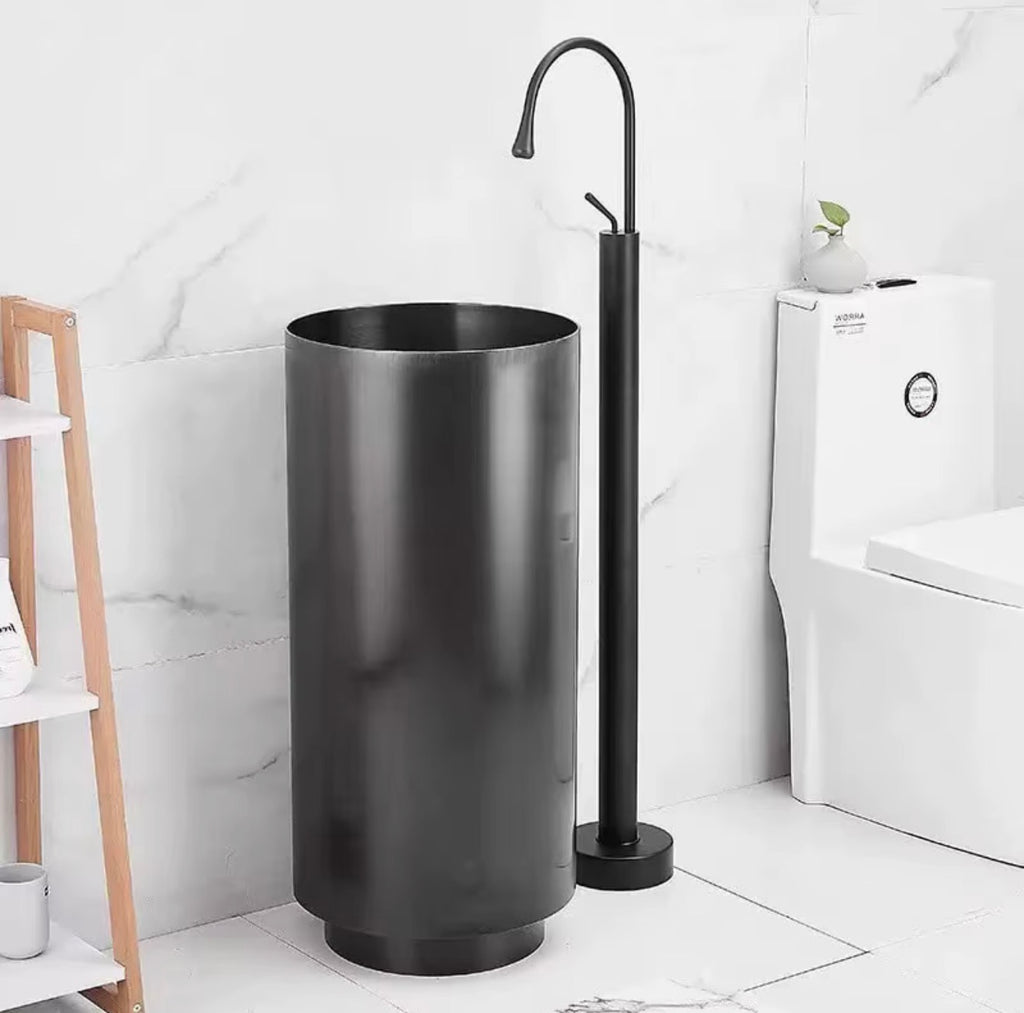 Aurelio Solid Brass Floor-Mounted Pedestal Sink Faucet