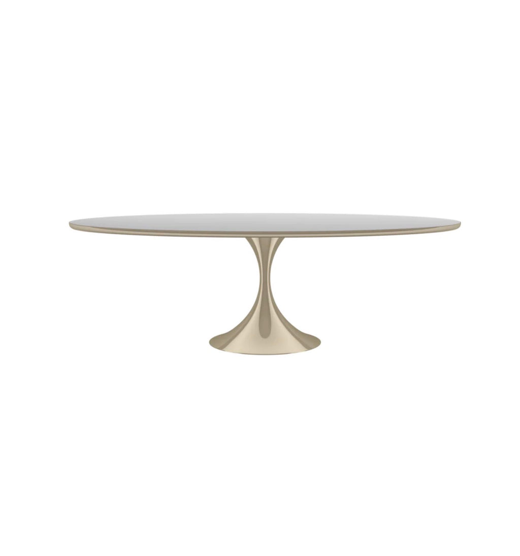 Casa Milano Oval Mirror Dining Table – Luxury Pedestal Design