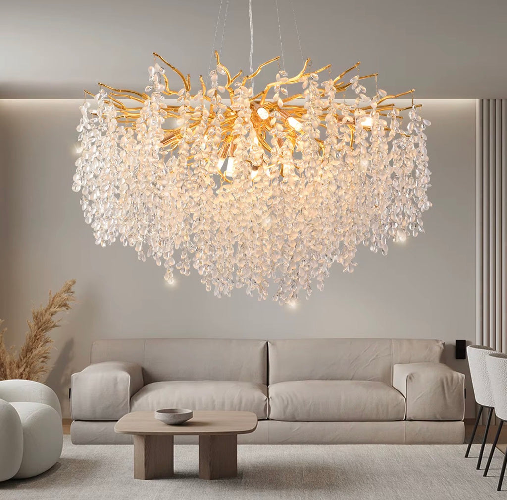 Casa Milano – Aurora Crystal Branch Chandelier (Gold Finish)