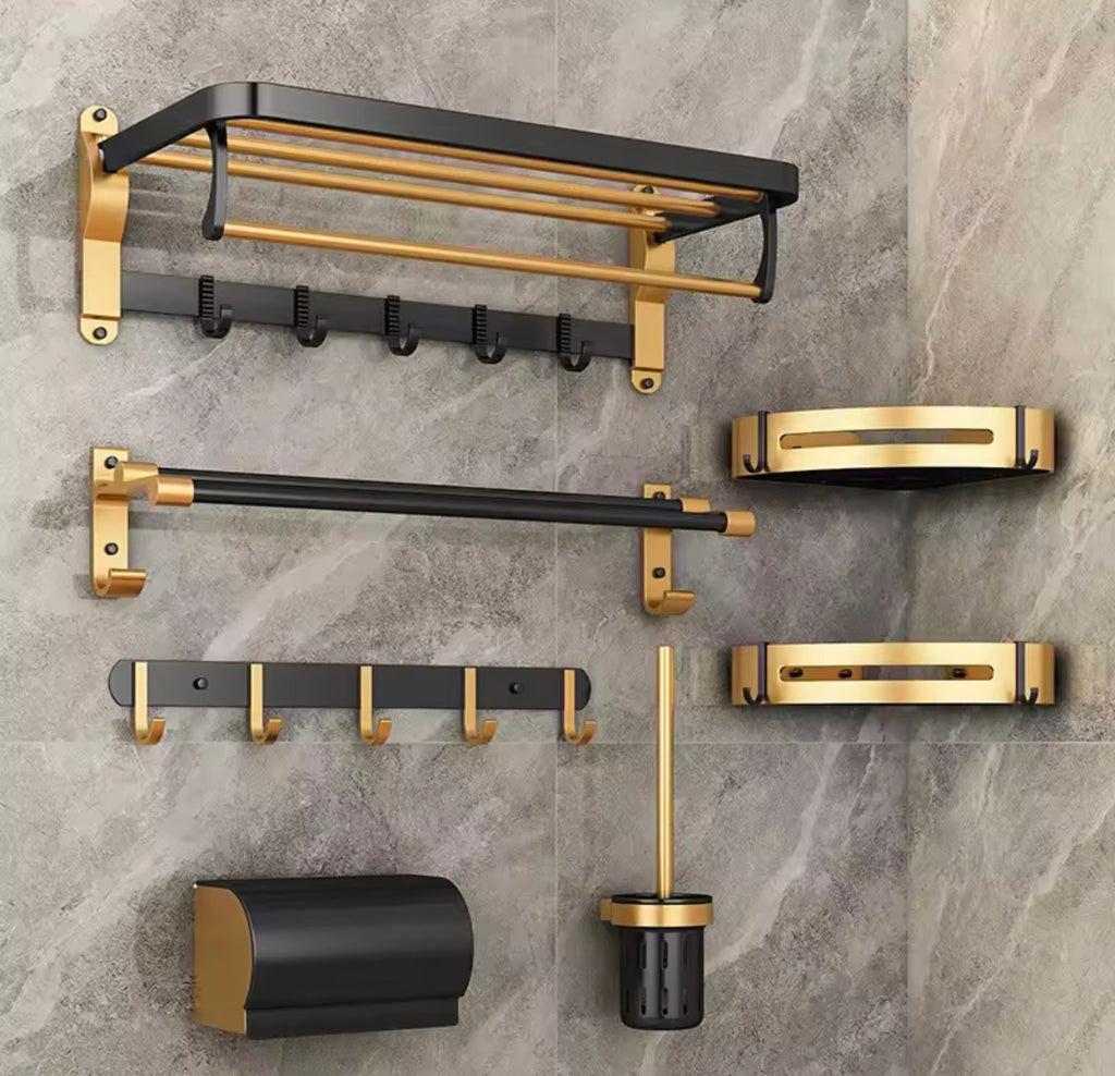 ALESSANDRO BLACK & BRUSHED GOLD BATHROOM HARDWARE SET