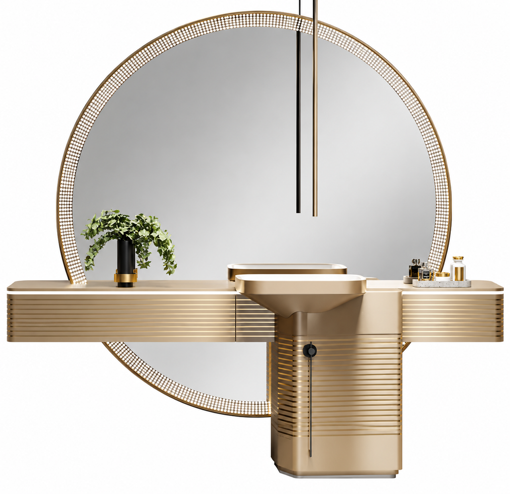 Ferruccio 94-Inch Sculptural Stainless Steel Bathroom Vanity