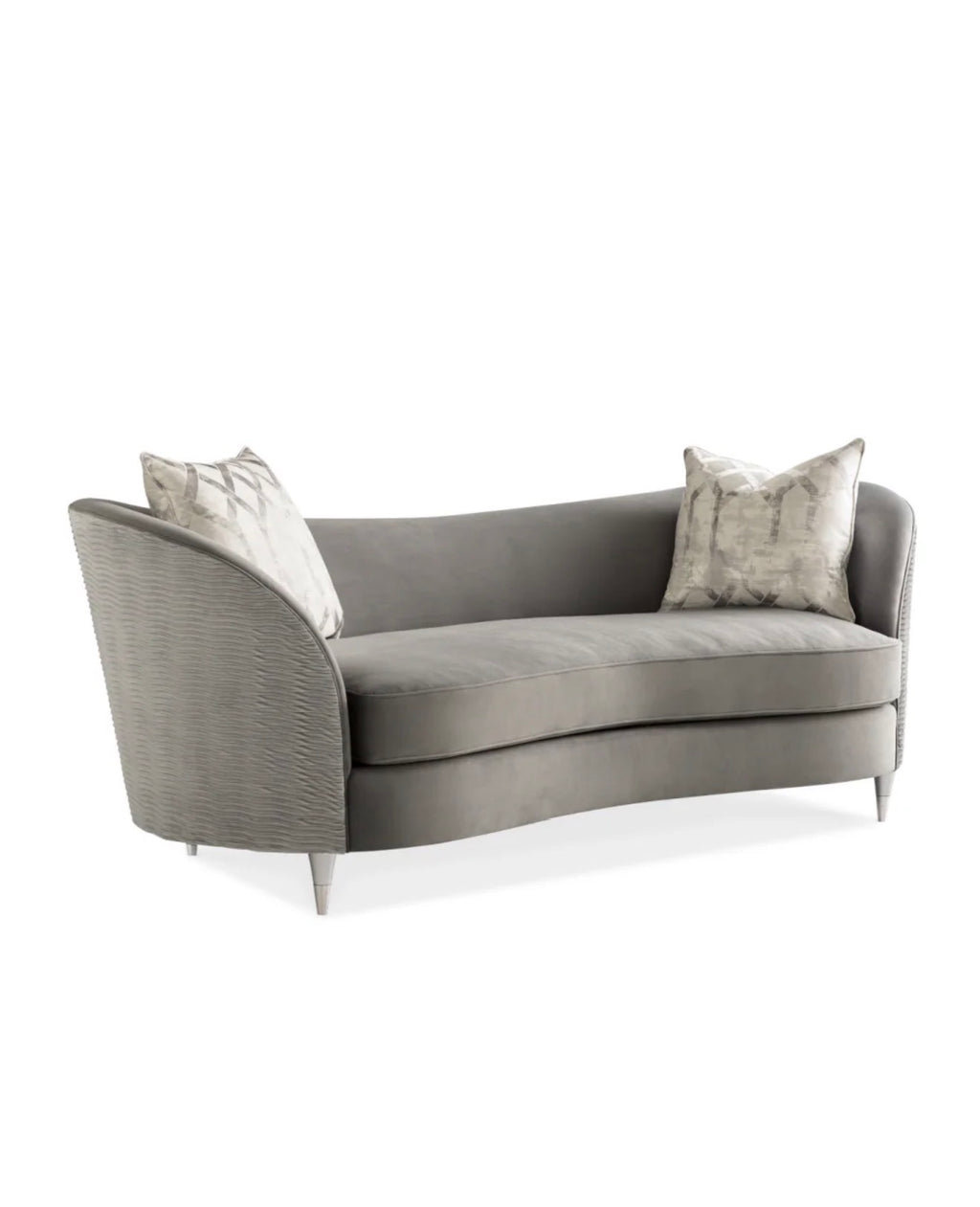 Casa Milano Gray Velvet Curved Sofa – Modern Luxury Design
