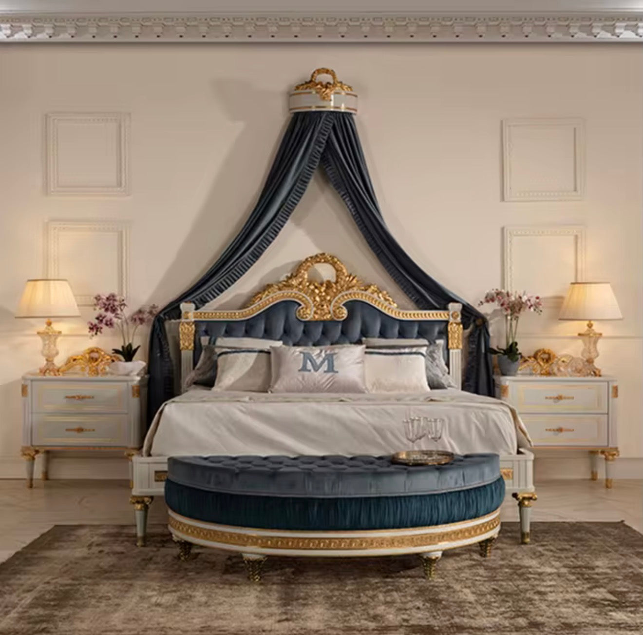 Casa Milano Vittorio Palace Bed – Hand Carved Royal Italian Luxury King Bed