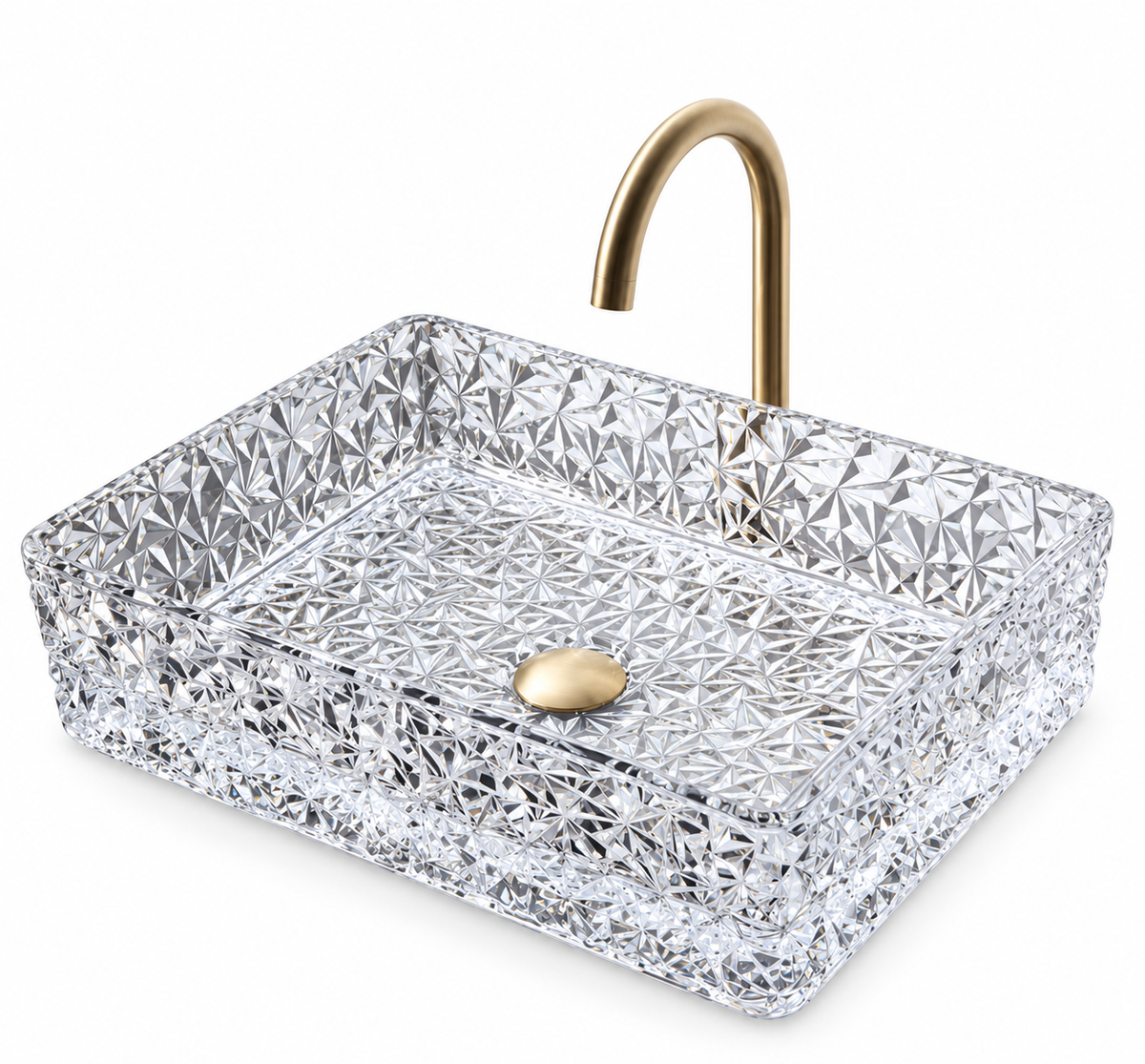 BRUNO FACETED TEMPERED GLASS VESSEL SINK
