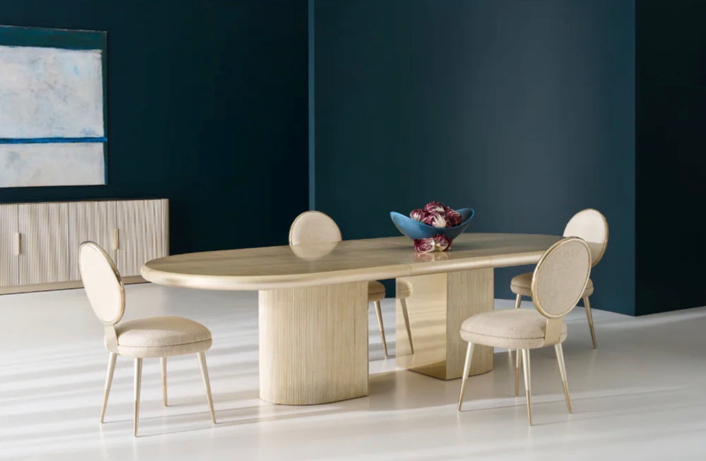 Casa Milano – Apollo Round Back Dining Chair (Ivory / Grey / Light Gold)