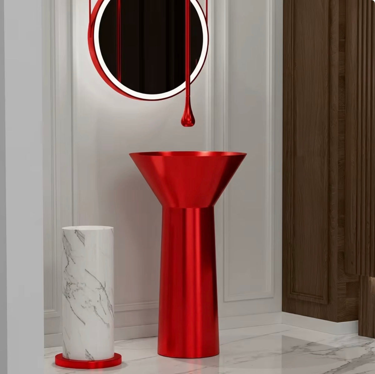 Abbatini Stainless Steel Pedestal Sink