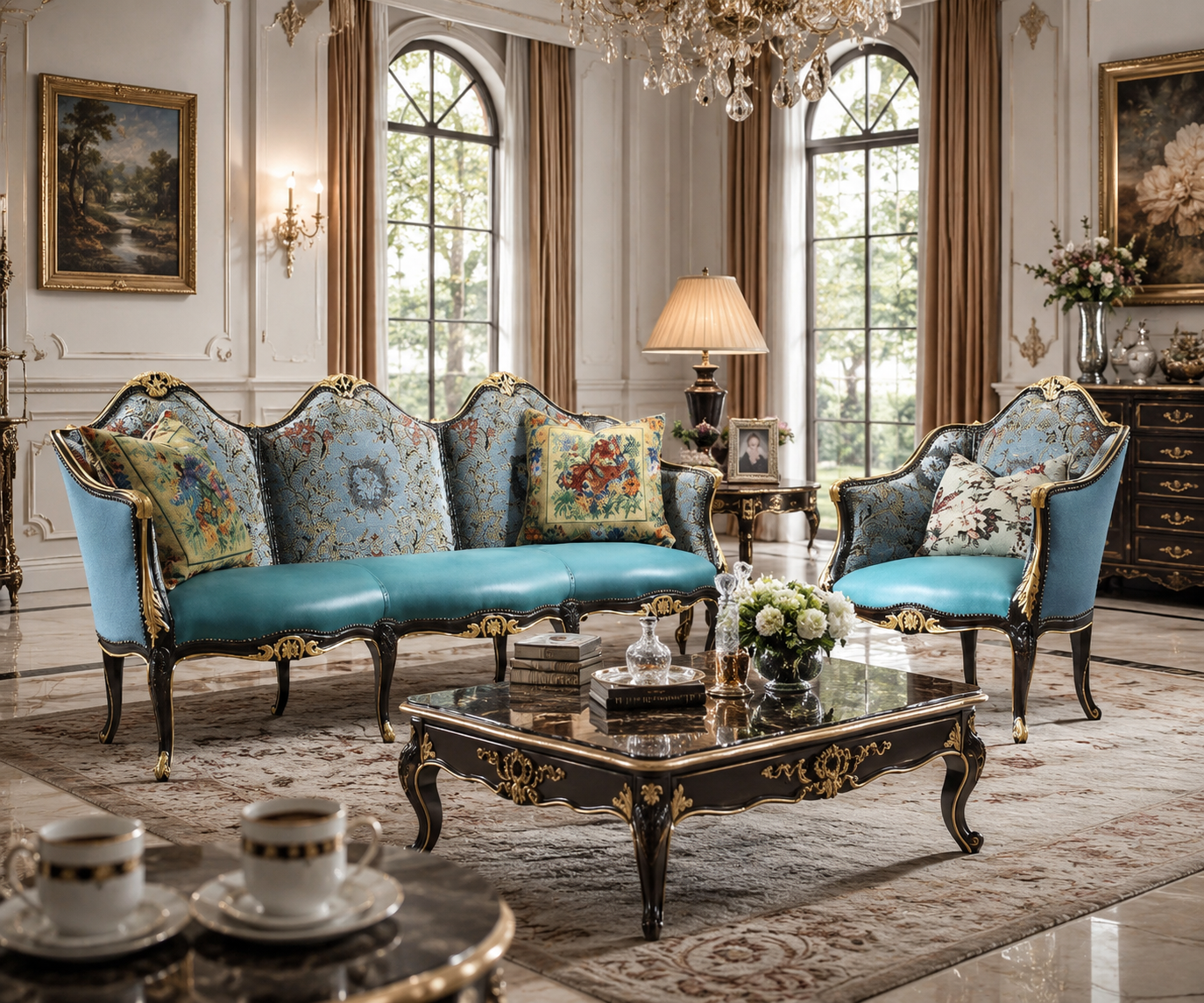 Casa Milano Château Bleu Regal Sofa Set