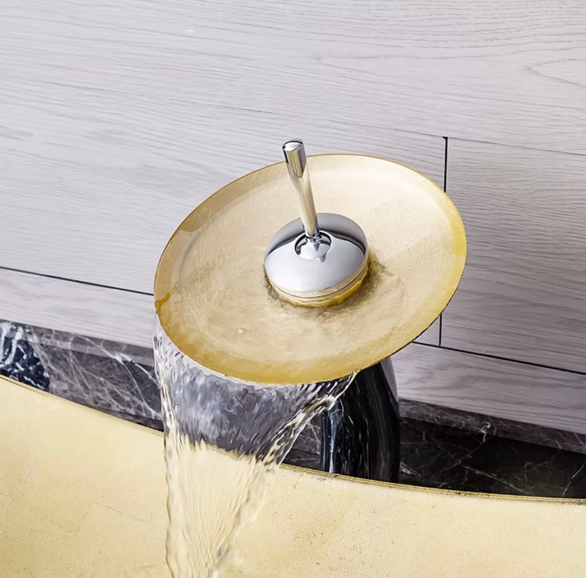 Emilia Golden Amber Glass Vessel Sink Set