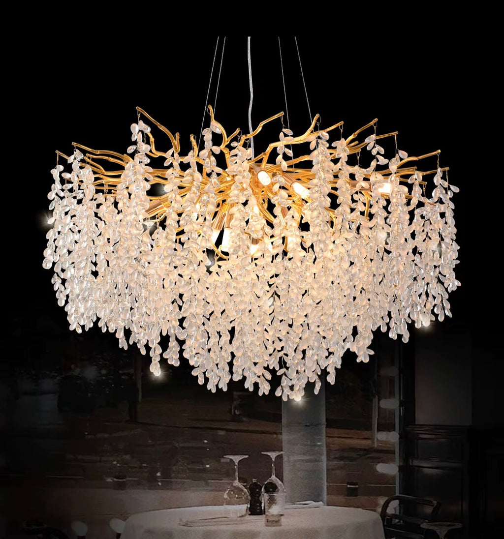 Casa Milano – Aurora Crystal Branch Chandelier (Gold Finish)