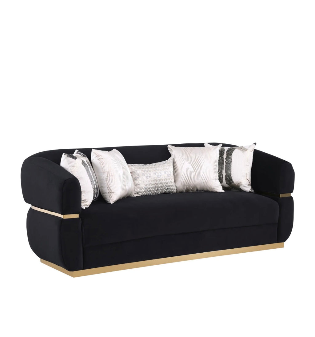 Casa Milano Carmela Living Room Set – Black Velvet