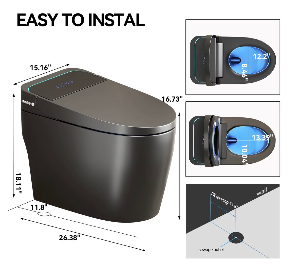 Lorenzo Graphite Intelligent Smart Toilet