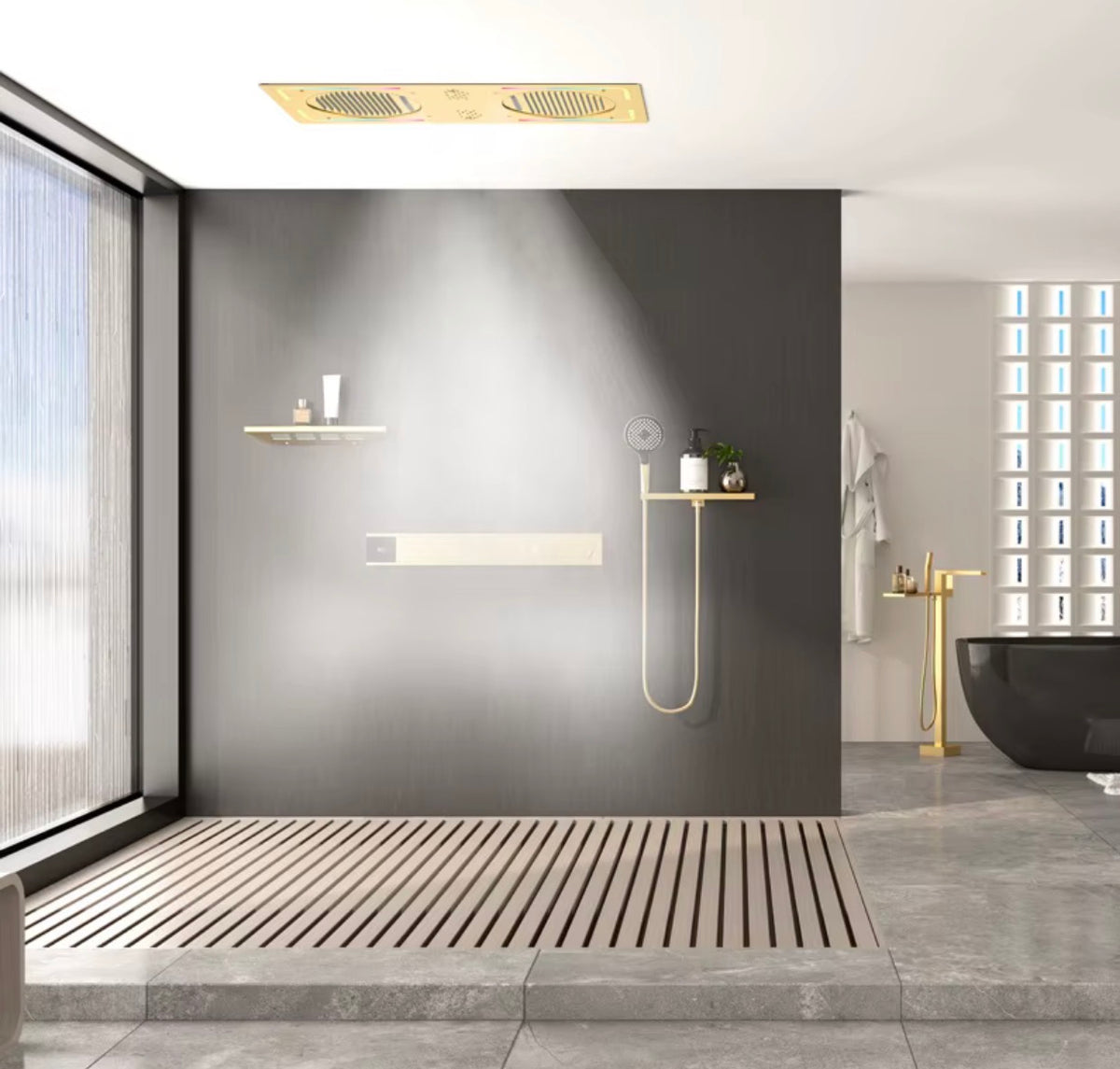 LUCIANO 6-FUNCTION THERMOSTATIC DUAL RAIN SHOWER SYSTEM