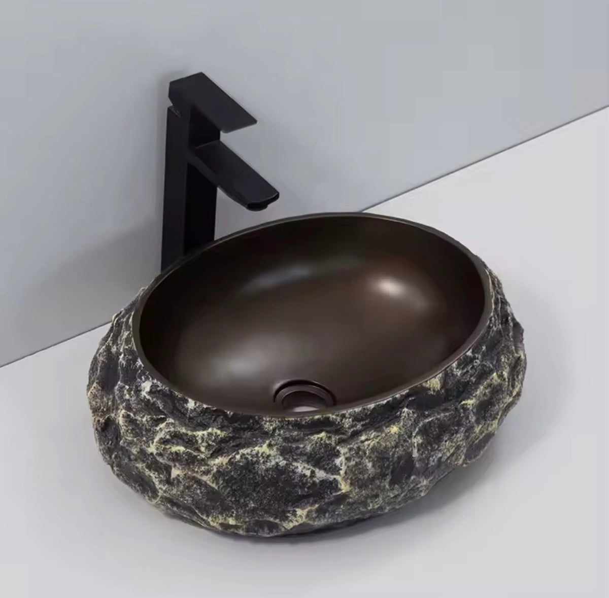 SERAFINA SCULPTURAL STONE RESIN VESSEL SINK