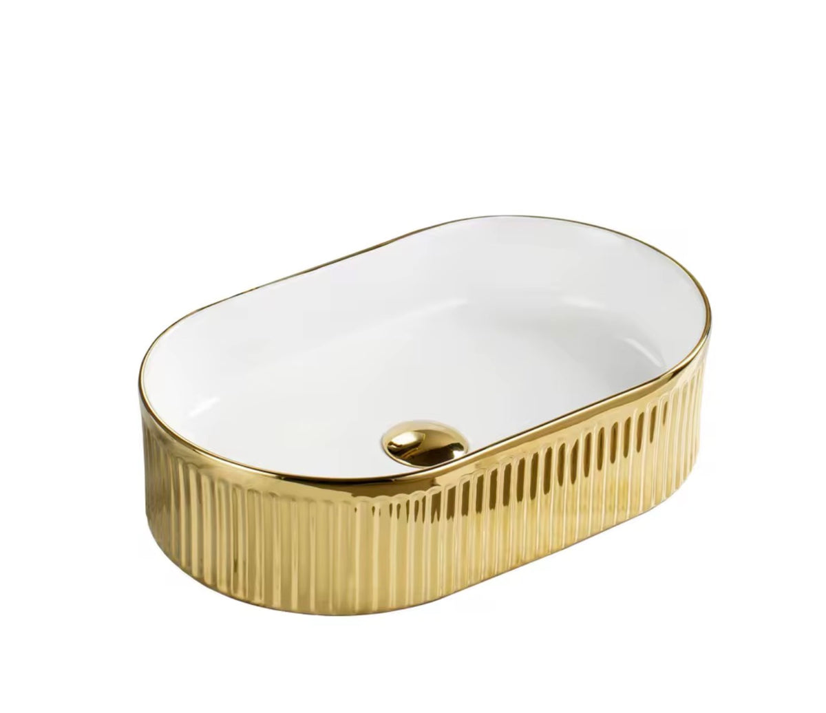 Valentina Ribbed Ceramic Vessel Sink