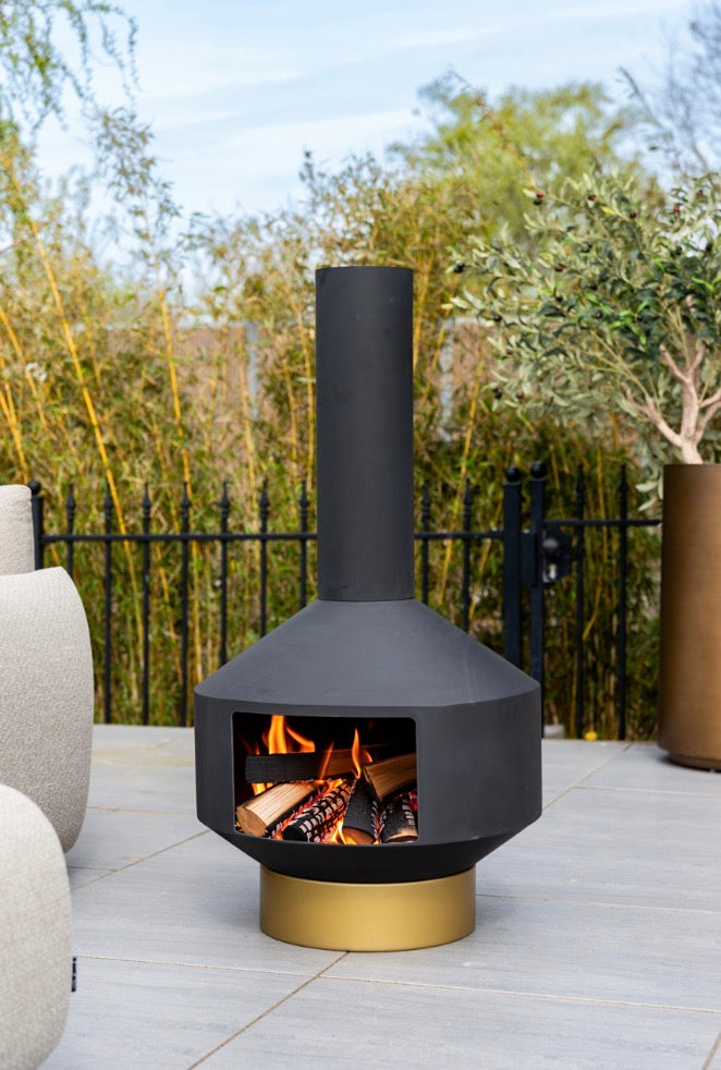 Quinn Black & Gold Outdoor Chiminea