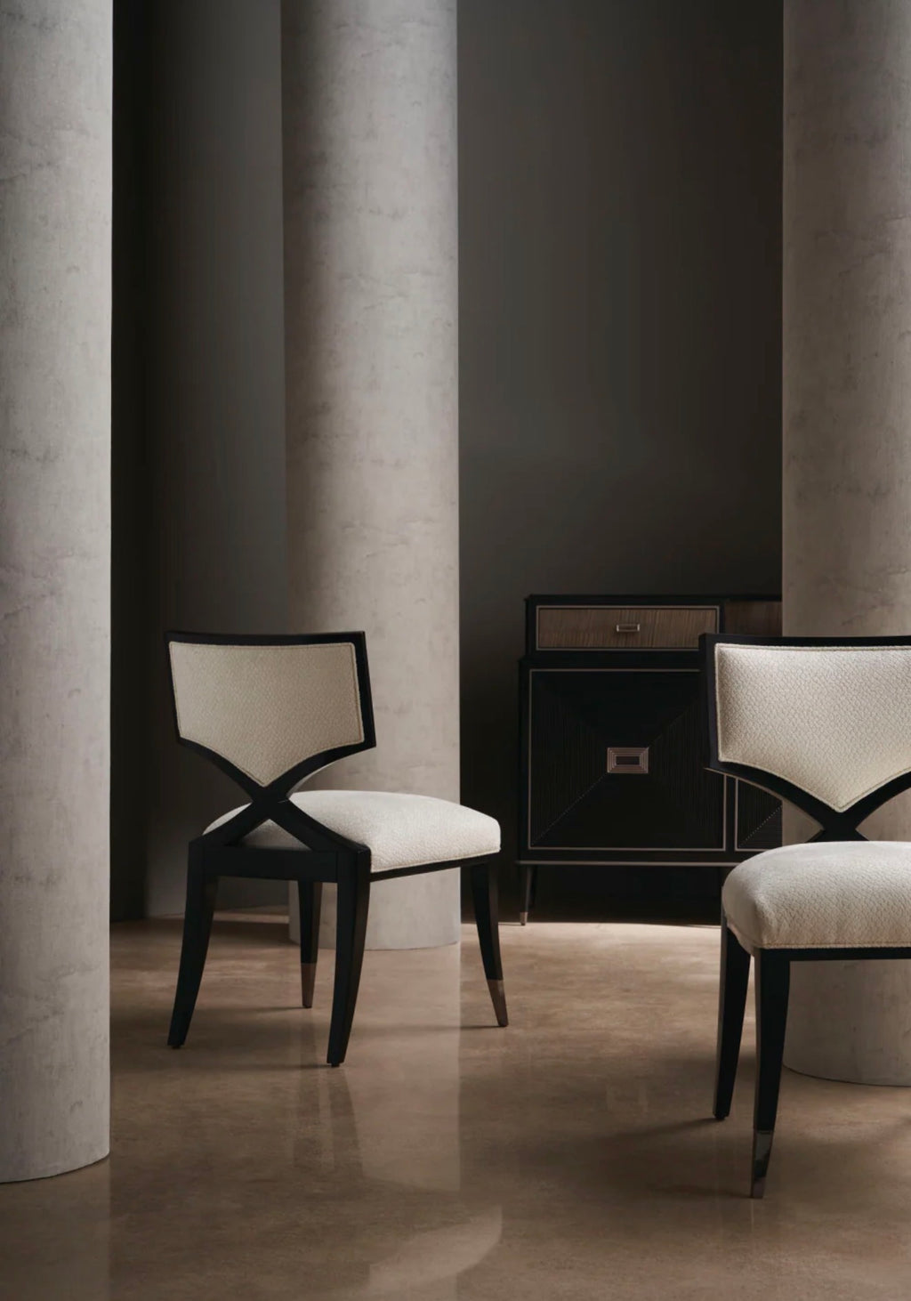 Casa Milano Ivory Chenille Statement Dining Chair