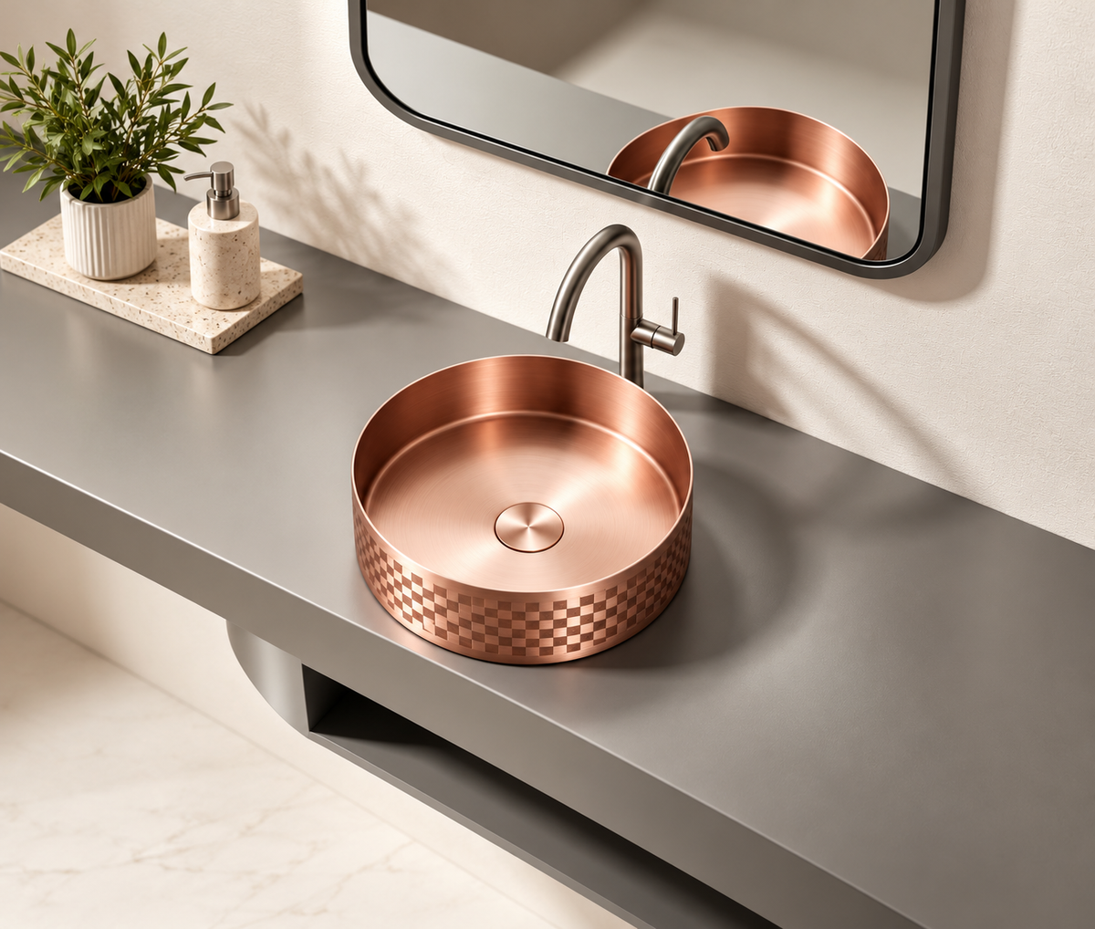 Marcello Etched Stainless Steel Vessel Sink