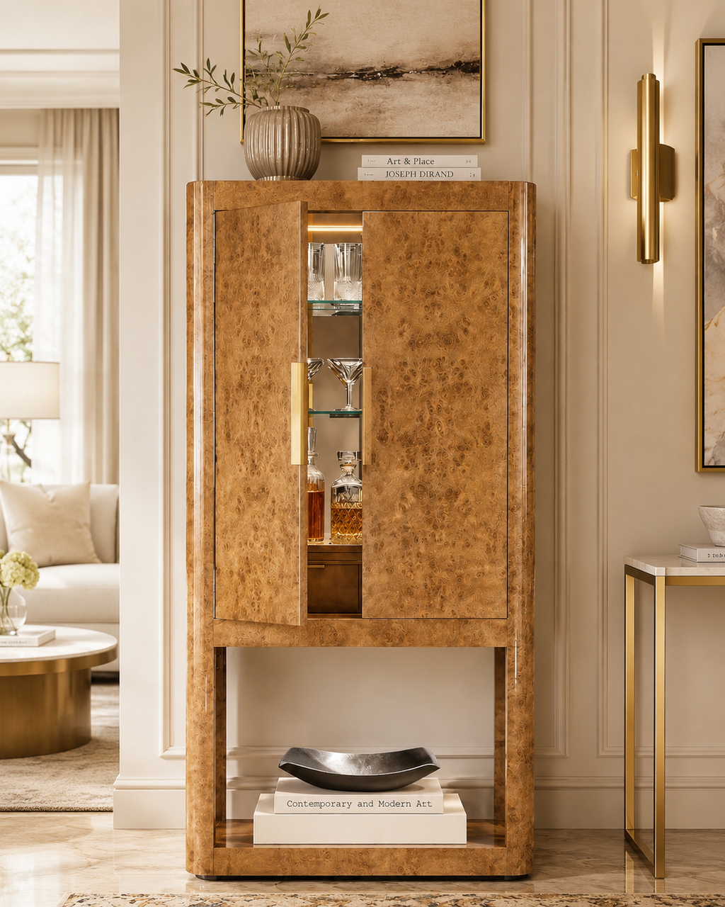 Casa Milano Kensington Burl Wine Cabinet