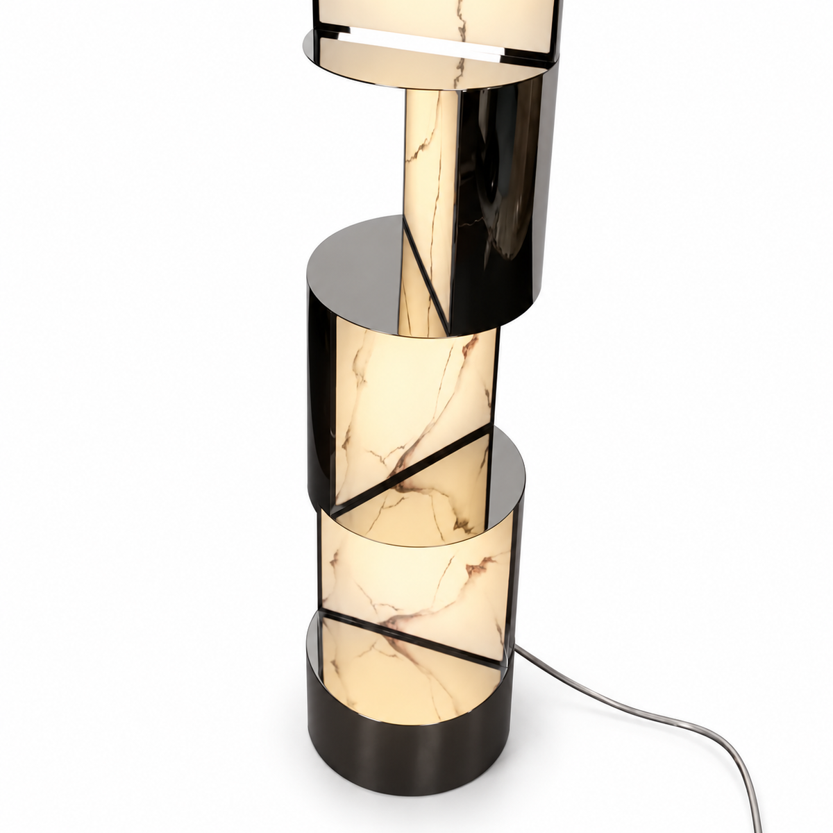 Marcello Sculptural Marble & Stainless Steel LED Floor Lamp