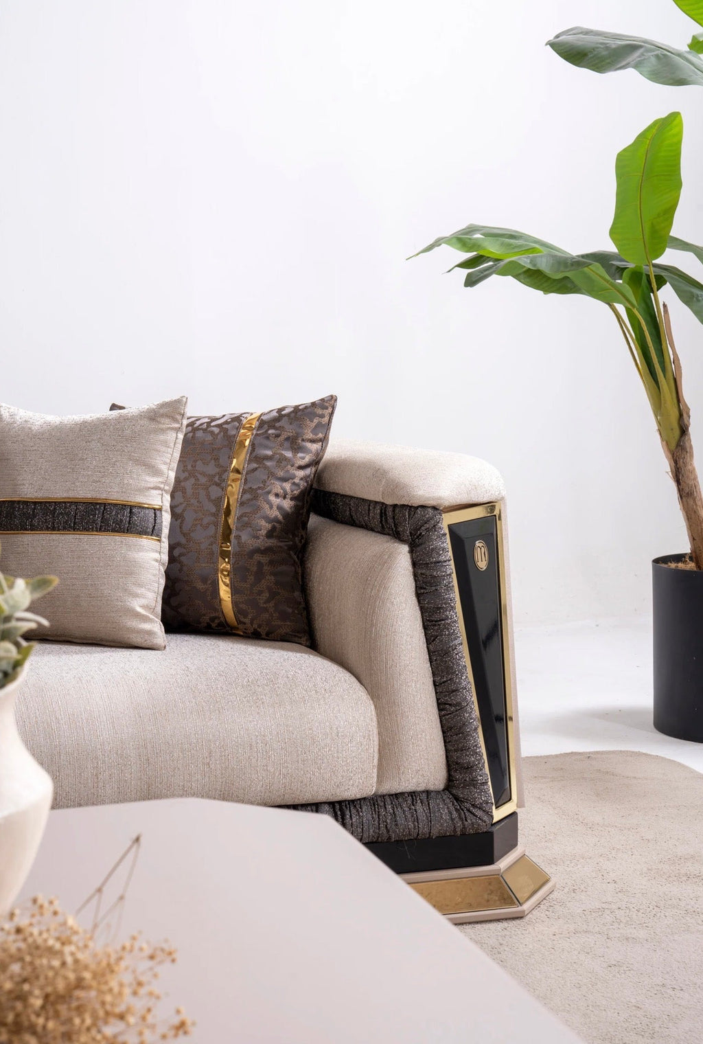 Casa Milano Diamond Collection Luxury Sofa Set with Gold Accents