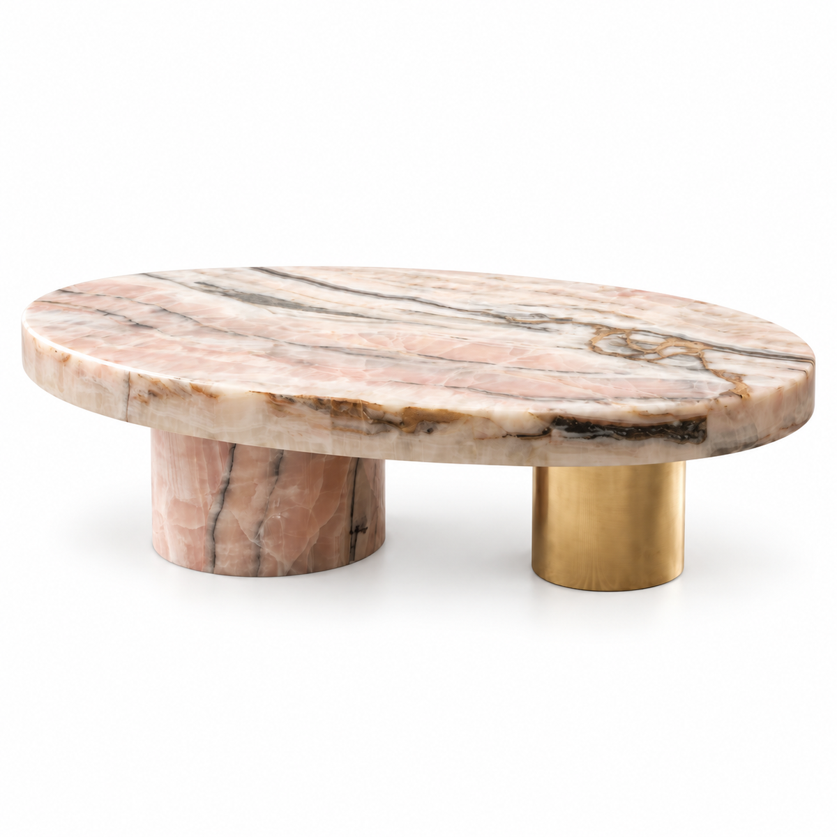 Rosalia Pink Marble & Gold Sculptural Coffee Table