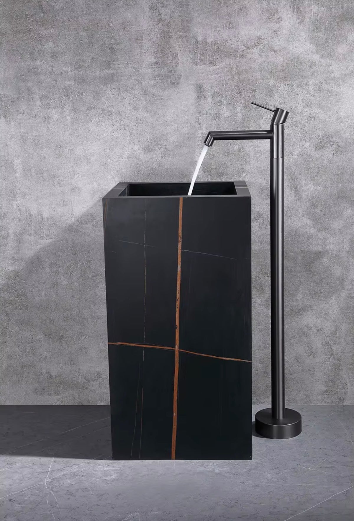 LORENZO FREESTANDING SOLID BRASS PEDESTAL BASIN FAUCET