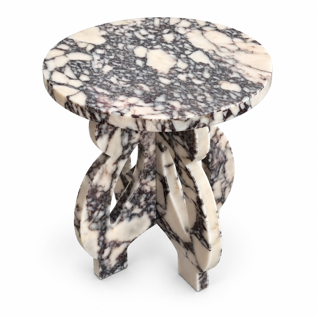 Vittoria Calacatta Viola Marble Sculptural End Table