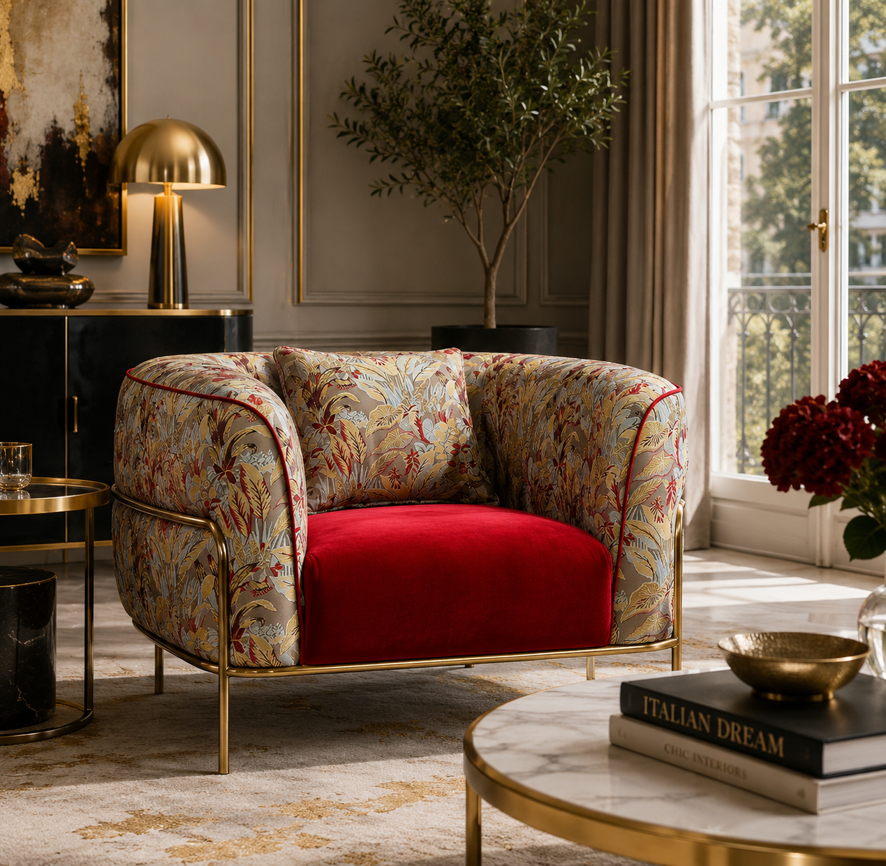 Casa Milano – Bellissima Designer Velvet Accent Chair