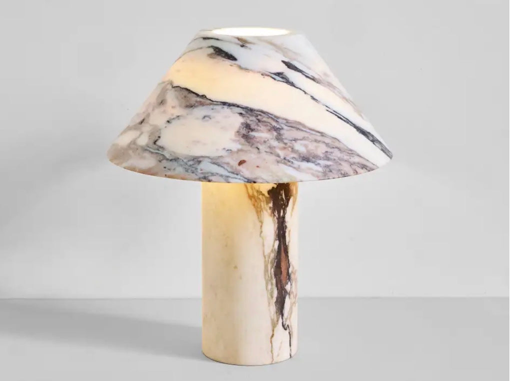 Large Calacatta Viola Pillar Lamp