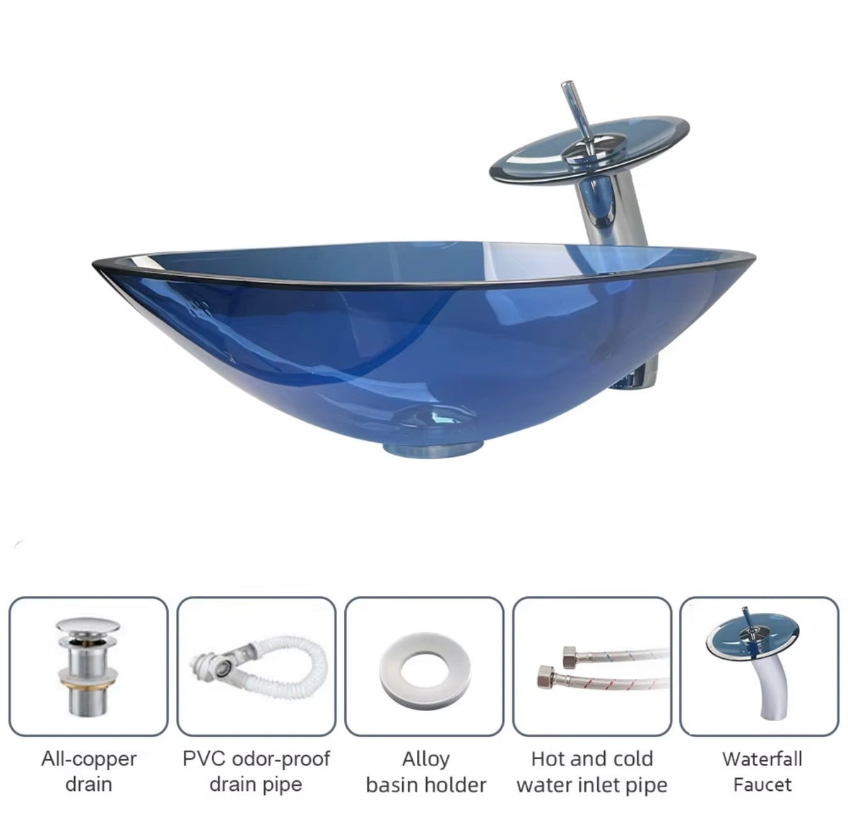 Adriana Sculptural Glass Vessel Sink Set