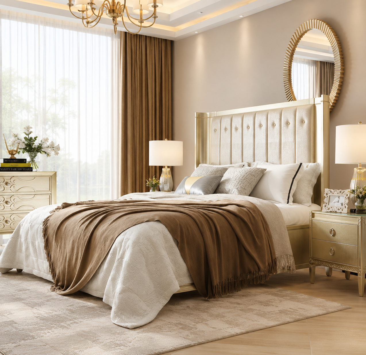 Casa Milano – Valentina Champagne Tufted King Bed