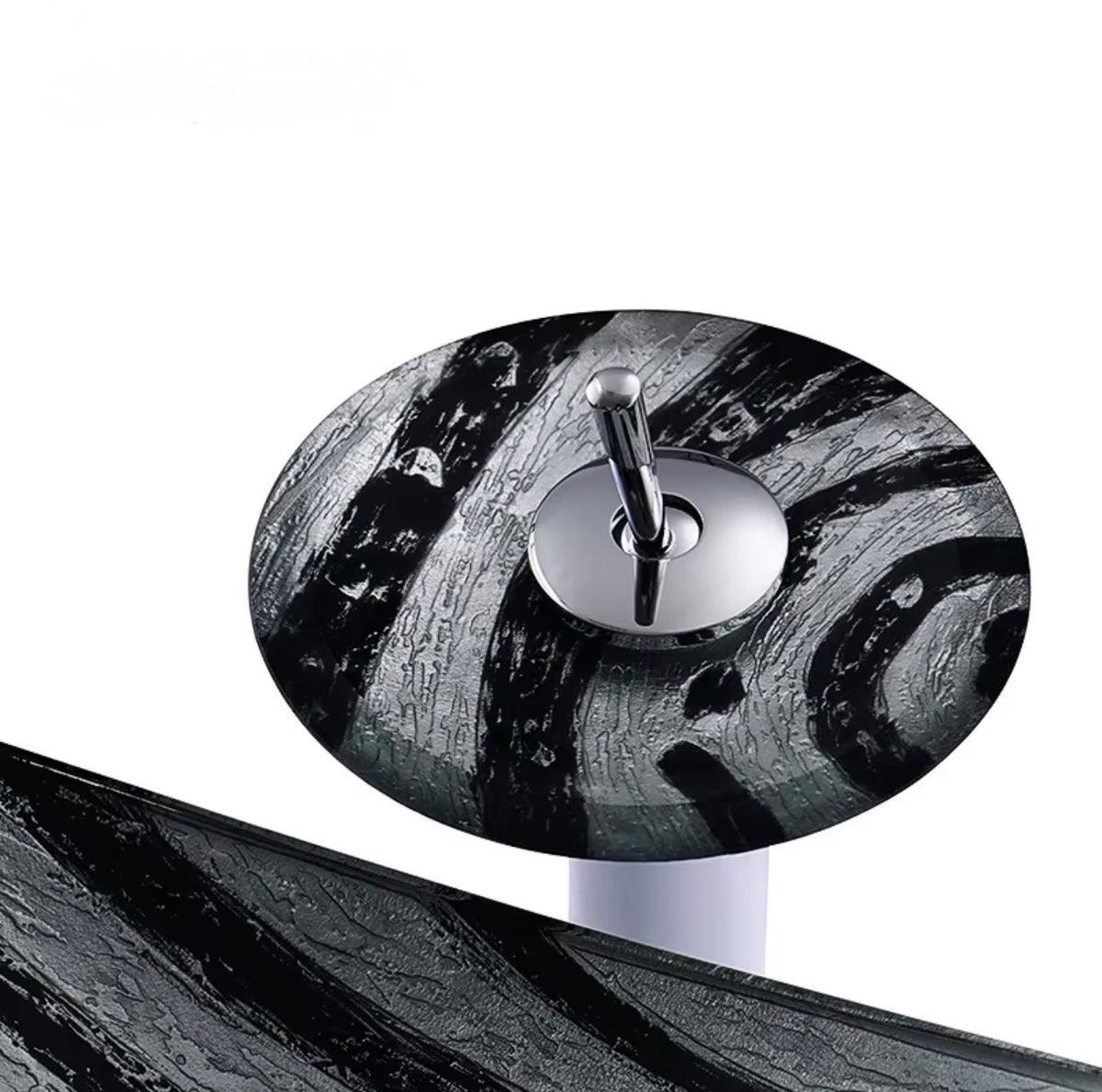 Livia Black & White Glass Vessel Sink Set