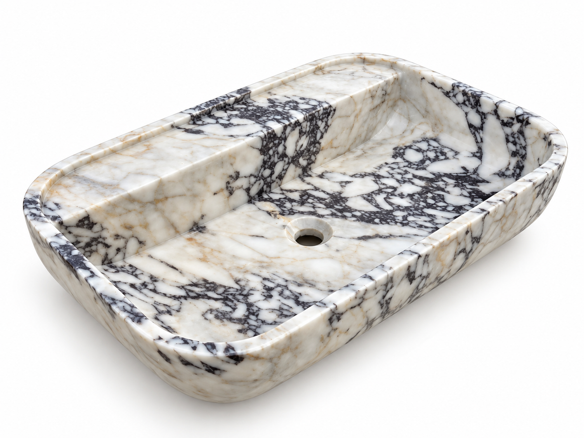 Calacatta Viola Marble Rectangular Vessel Sink