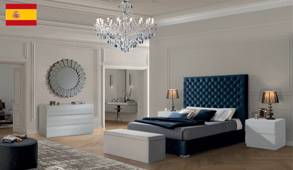 Casa Milano – Leonor Blue Upholstered Bed with Storage