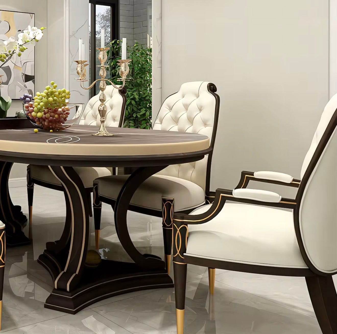 Casa Milano Bellagio Oval Luxury Dining Table Set.