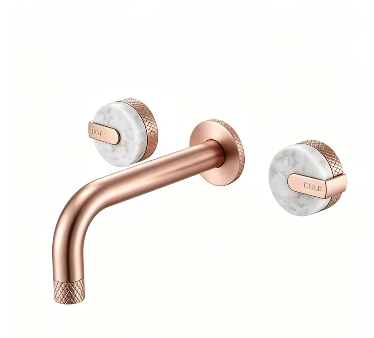 Élodie Knurled Handle Marble 3-Hole Wall-Mounted Basin Faucet