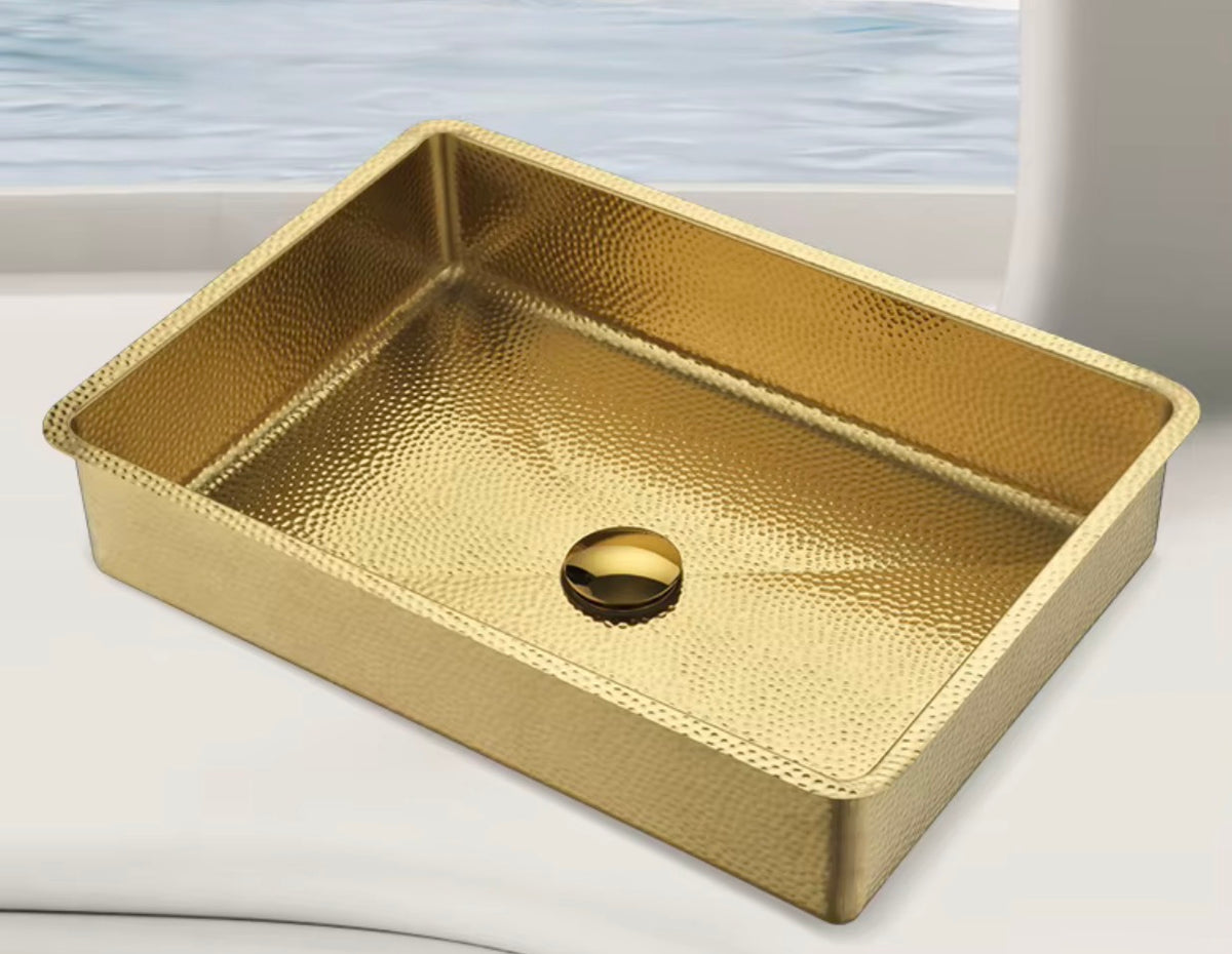 Belluno Hammered Gold Stainless Steel Vanity Sink