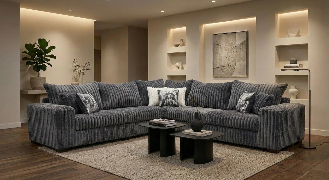 Casa Milano Noemi Corduroy Sectional Sofa | Quick Ship