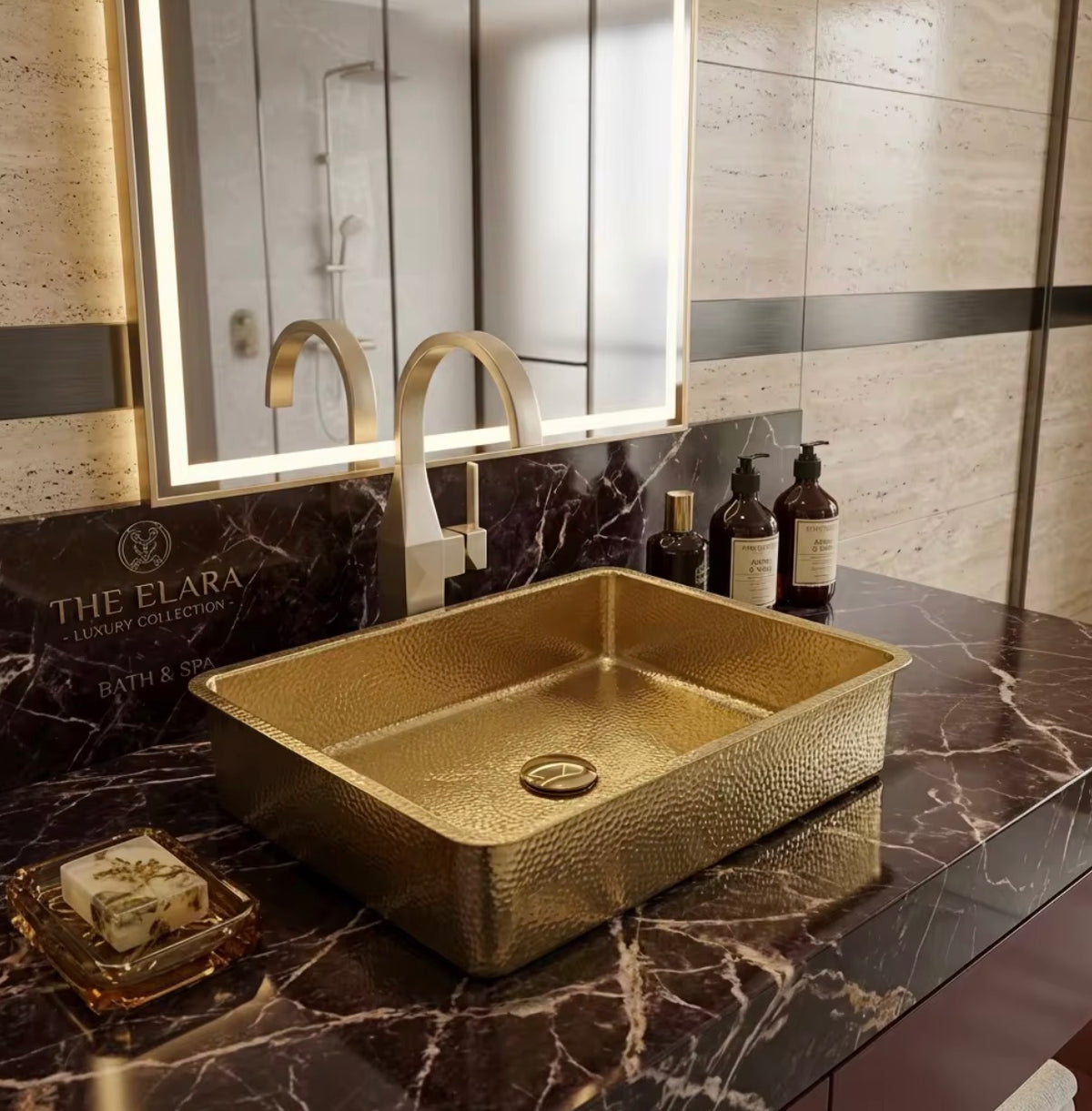Belluno Hammered Gold Stainless Steel Vanity Sink