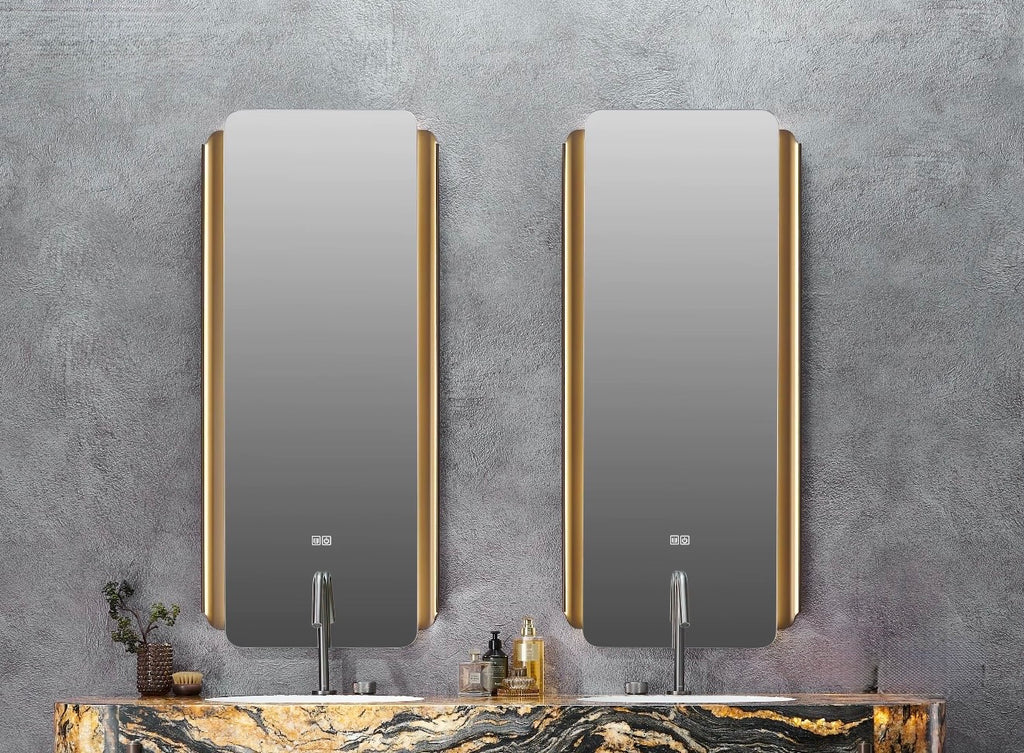 Donatella Marble & Stainless Steel Double Bathroom Vanity with LED Mirrors